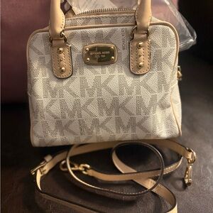 Michael Kors Cream and Tan Crossbody Bag
